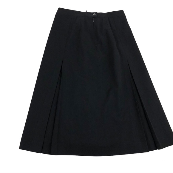 Vintage Burberry Black Pleated Wool Knee Length Minimalist Skirt Size 10 28” - Picture 6 of 13
